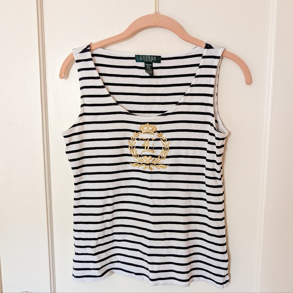 Lauren Ralph Lauren Women's Petite Medium Sleeveless Embroidered Tank Top